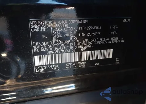 2021 Toyota Rav4 Prime Se z USA, uszkodzony, nr VIN JTMAB3FV4MD061126